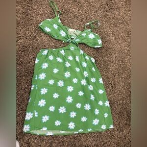 La Hearts Green and White Floral cut out dress